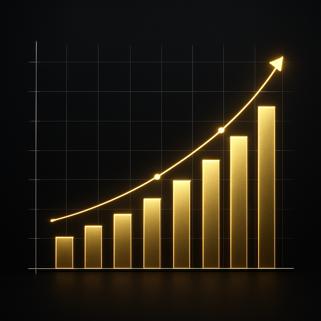 Growth charts trending upward